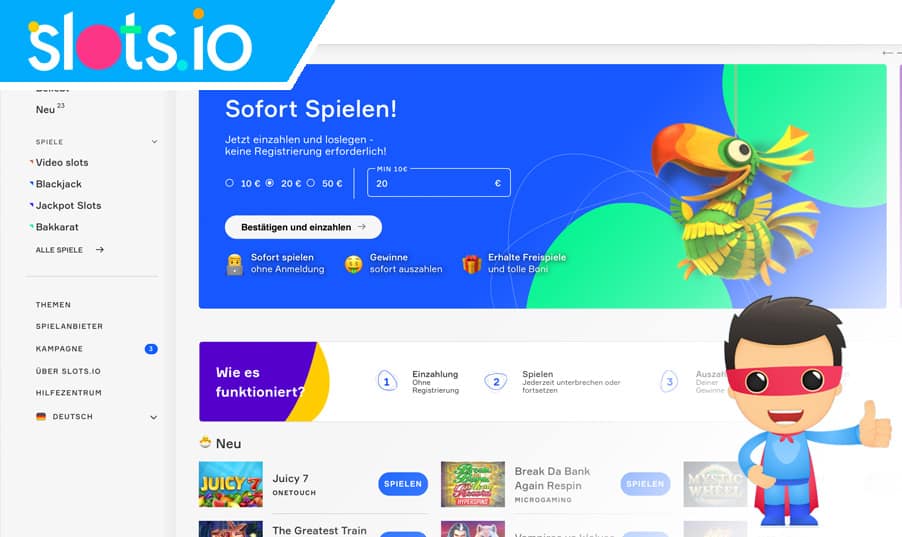 Startseite von slots.io